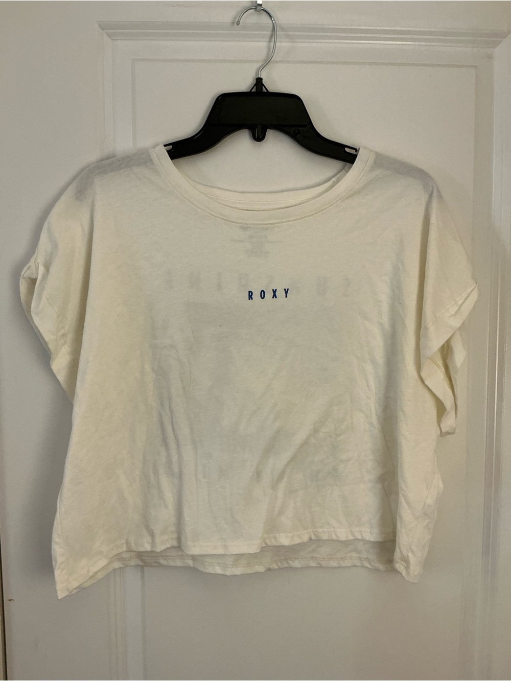 Roxy Off-White Sunshine On My Mind Cropped Graphic Tee M